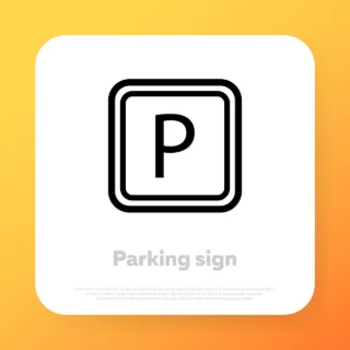 Parking sign. Place for your car icon. Vector line icon for Business and Advertising.