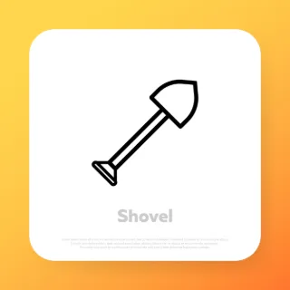 Shovel icon. Construction instrument icon. Vector line icon for Business and Advertising.