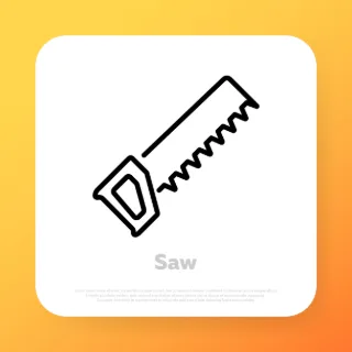Saw icon. Construction instrument icon. Vector line icon for Business and Advertising.