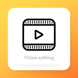 Video editing icon. Video production concept. Vector line icon for Business and Advertising.
