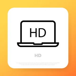 Watching hd video on the laptop icon. Live streaming. Social media concept. Vector line icon for Business and Advertising.