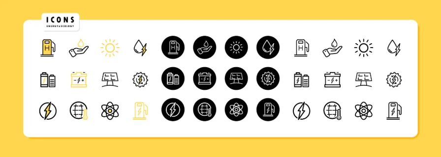Eco energy icon set. Green eneggy and save environment concept. Vector line icon for Business and Advertising.