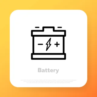 Car battery icon. Energy accumulator icon. Symbol for your web site design, logo, app, UI. Vector line icon for Business and Advertising.
