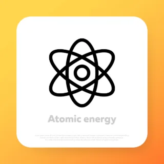 Atom icon. Electrons, protons and neutrons. Vector line icon for Business and Advertising.