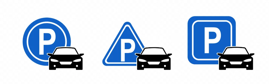 Parking sign set. Place for your car concept. Vector line icon for Business and Advertising.