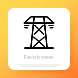 Electric transmission tower icon. Vector line icon for Business and Advertising.