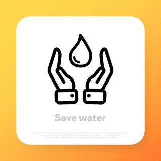 Water drop in hand icon. Save water concept. Vector line icon for Business and Advertising.