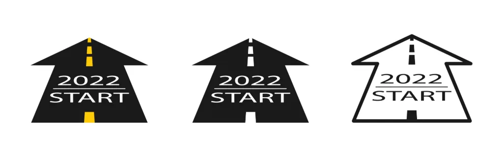 2022 start icon set. Happy New 2022 Year concept. Vector line icon for Business and Advertising.