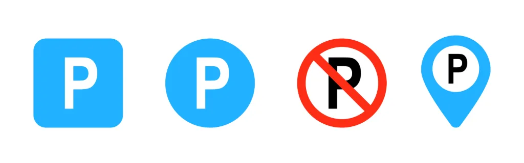 Parking sign set. Place for your car concept. Vector line icon for Business and Advertising.