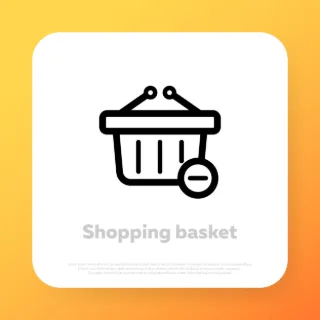 Delete from shopping basket icon. Ecommerce. Vector line icon for Business and Advertising.