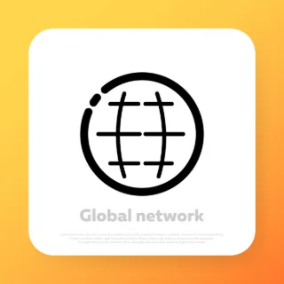 Global network line icon. Social network. Global technology. Vector line icon for Business and Advertising.