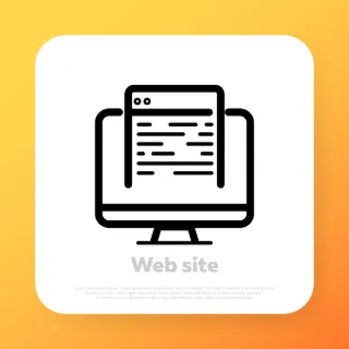Web site line icon. Homepage, internet. Computer with internet page. Vector line icon for Business and Advertising.