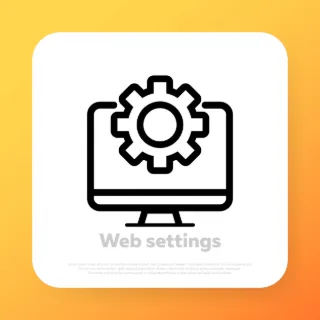Web settings line icon. Computer technical service, diagnostic, technical support. Vector line icon for Business and Advertising.