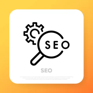 SEO line sign. Seo optimization for website and mobile website. Landing page template. Vector line icon for Business and Advertising.