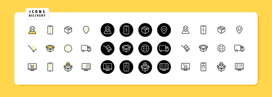 Delivery icon set vector. Online shopping, free delivery, shipping service. Vector line icon set for Business and Advertising.
