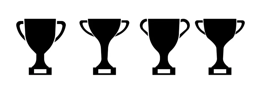 Trophy cup icon set. Champion award. Winner success concept. Vector line icon for Business and Advertising.