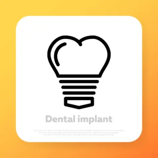 Dental implant icon. Teeth implantation. Stomatology clinic. Vector line icon for Business and Advertising.