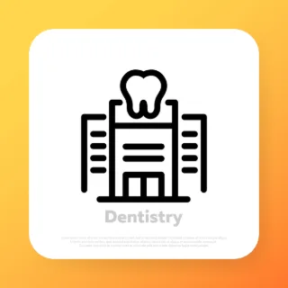 Dental clinic icon. Dentistry. Stomatology. Health care concept. Vector line icon for Business and Advertising.
