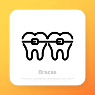 Dental braces icon. Orthodontic dentistry. Dental care concept. Vector line icon for Business and Advertising.