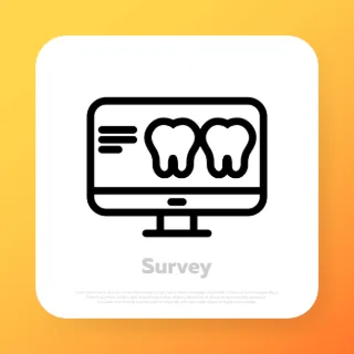 X ray of teeth on cpmputer icon. Dental anatomy. Professionals of ontology work. Dental clinic. Vector line icon for Business and Advertising.