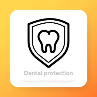 Dental protection icon. Oral dental health care concept. Anti caries protection. Vector line icon for Business and Advertising.