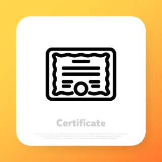 Certificate icon. Diploma icon. Gift voucher. Award. Vector line icon for Business and Advertising.