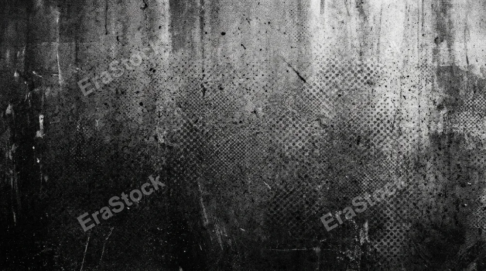 A gritty abstract gradient texture with monochrome grain, speckled stipple noise and rough grunge overlay, dusty halftone atmosphere, ultra-realistic, no logos.