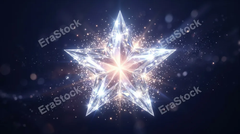 A transparent sparkle star icon with luminous crystal points, delicate glow and a bright premium-highlight atmosphere, ultra-realistic, no logos.