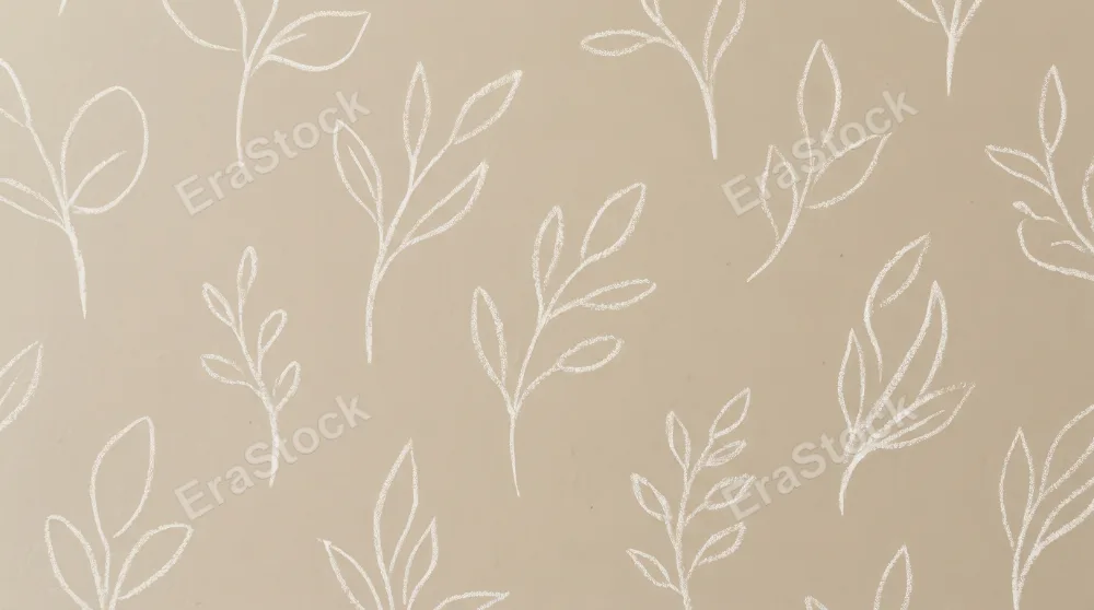 Minimal beige abstract leaf pattern with soft chalk-like outlines, modern botanical spacing and calm neutral atmosphere, ultra-realistic, no logos.