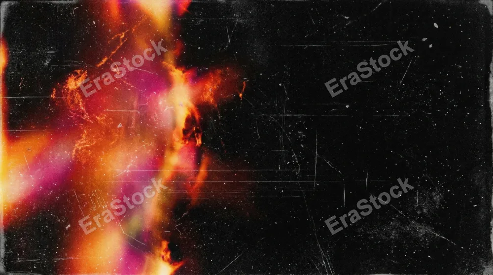 A distressed film light leak overlay on black, scratches, dust and rough flare texture, nostalgic analog poster mood, ultra-realistic, no logos.