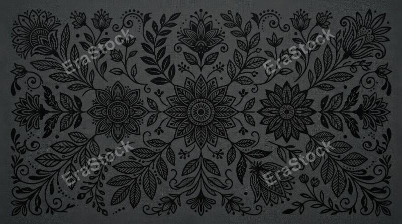 A black floral vector set with abstract flower silhouettes and geometric botanical motifs, elegant decorative forms, sophisticated ornamental mood, ultra-realistic, no logos.