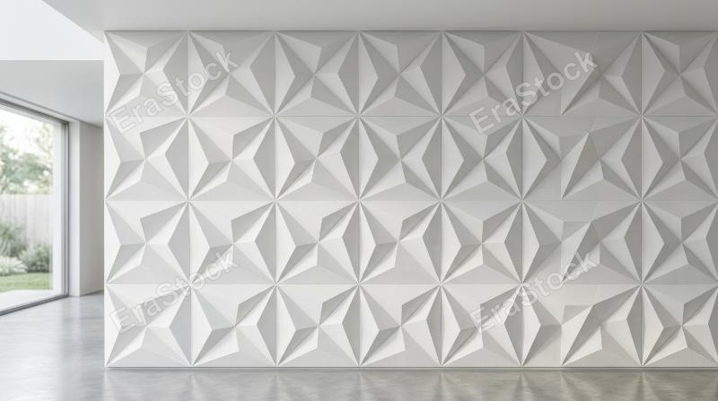 A white geometric textured surface with subtle relief and clean lighting, refined architectural minimalism, ultra-realistic, no logos.