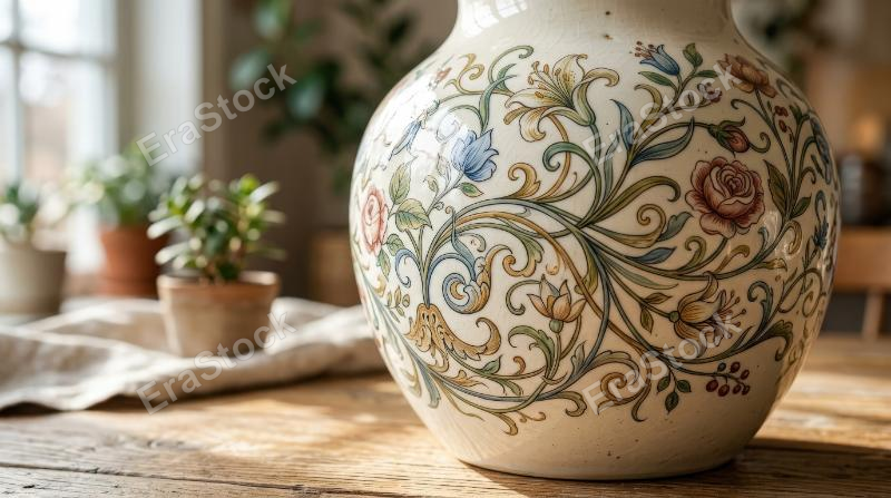 A curvy floral motif with flowing organic lines and graceful botanical movement, delicate decorative elegance, ultra-realistic, no logos.