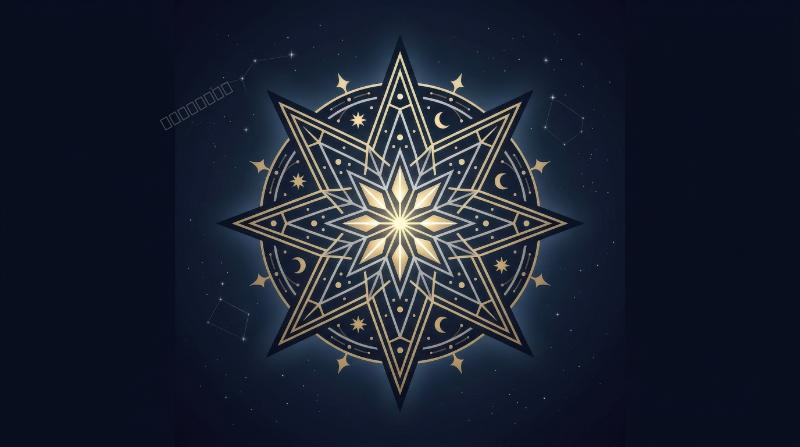 A star shape vector icon with elegant celestial geometry, sharp clean silhouette, balanced decorative composition, ultra-realistic, no logos.