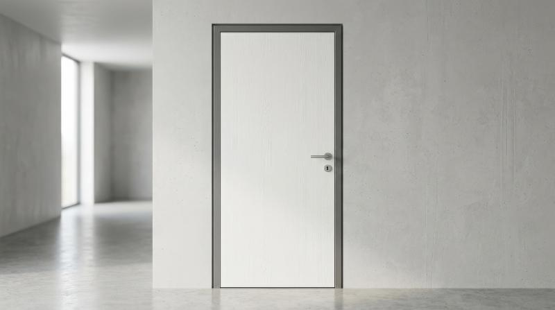 A door icon with simple frame and handle, clean architectural symbol, minimal interior atmosphere, ultra-realistic, no logos.