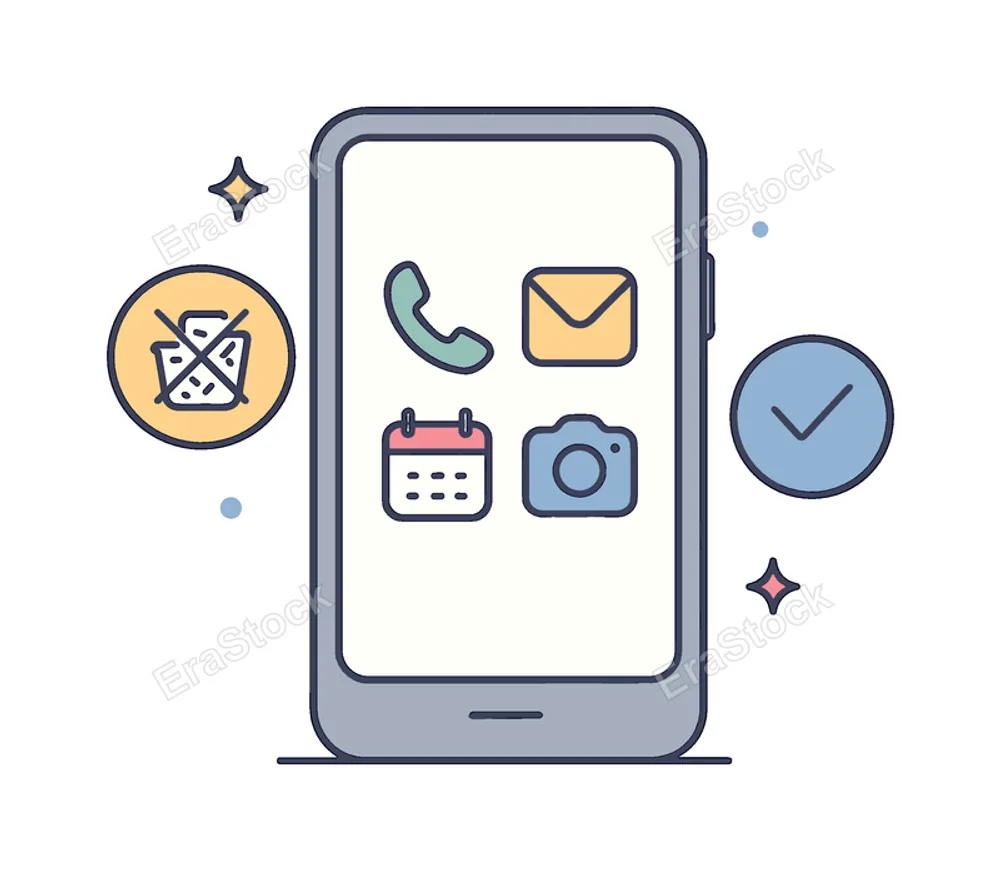 Digital minimalism and intentional app usage in modern mobile lifestyles focusing on reducing clutter and prioritizing essential tools for clarity and efficiency, a clean