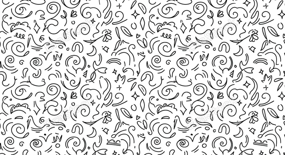 Abstract ornamental shapes theme with modern decorative vibe, doodle objects including swirls, spirals, curves, loops, waves, dots, lines, circles, ovals, diamonds, triangles, leaf