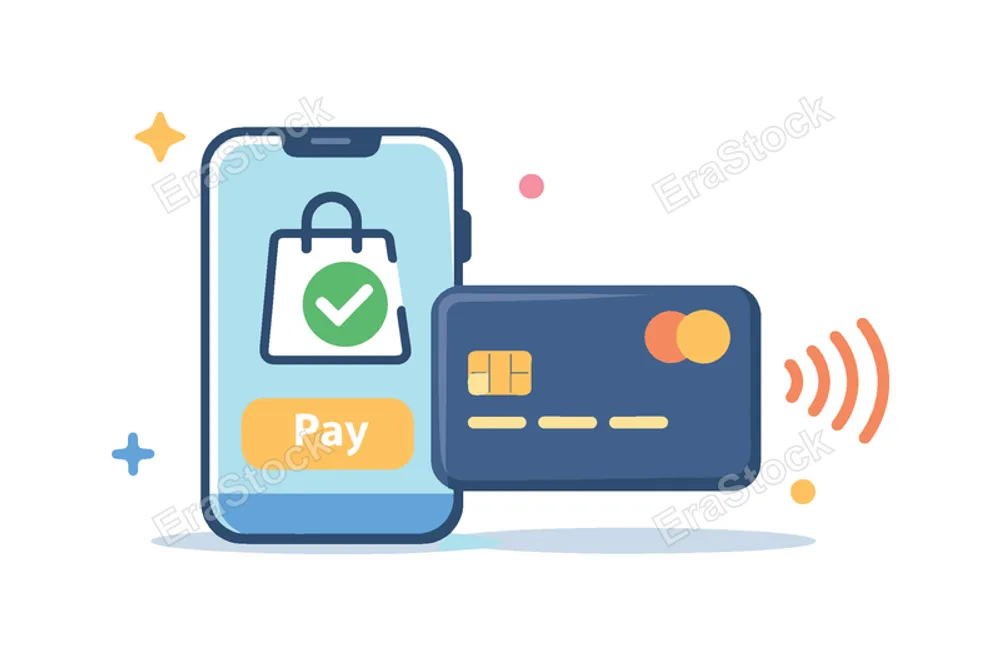 Digital payment options and modern financial transactions in an e-commerce environment focused on convenience and secure checkout experiences, a credit card paired with a