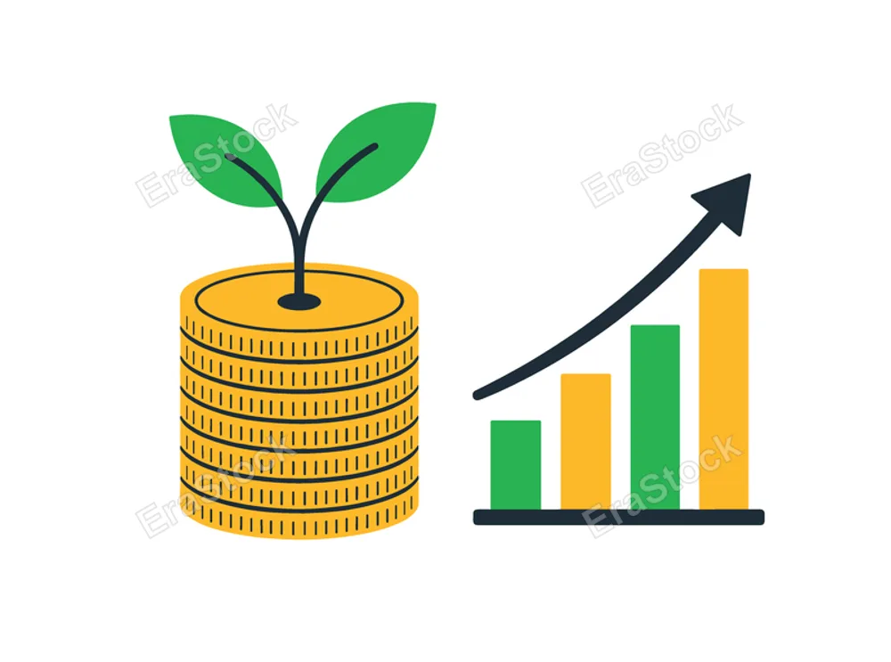 Visual representation of financial success and investment growth, symbolizing a thriving economy and positive business development
