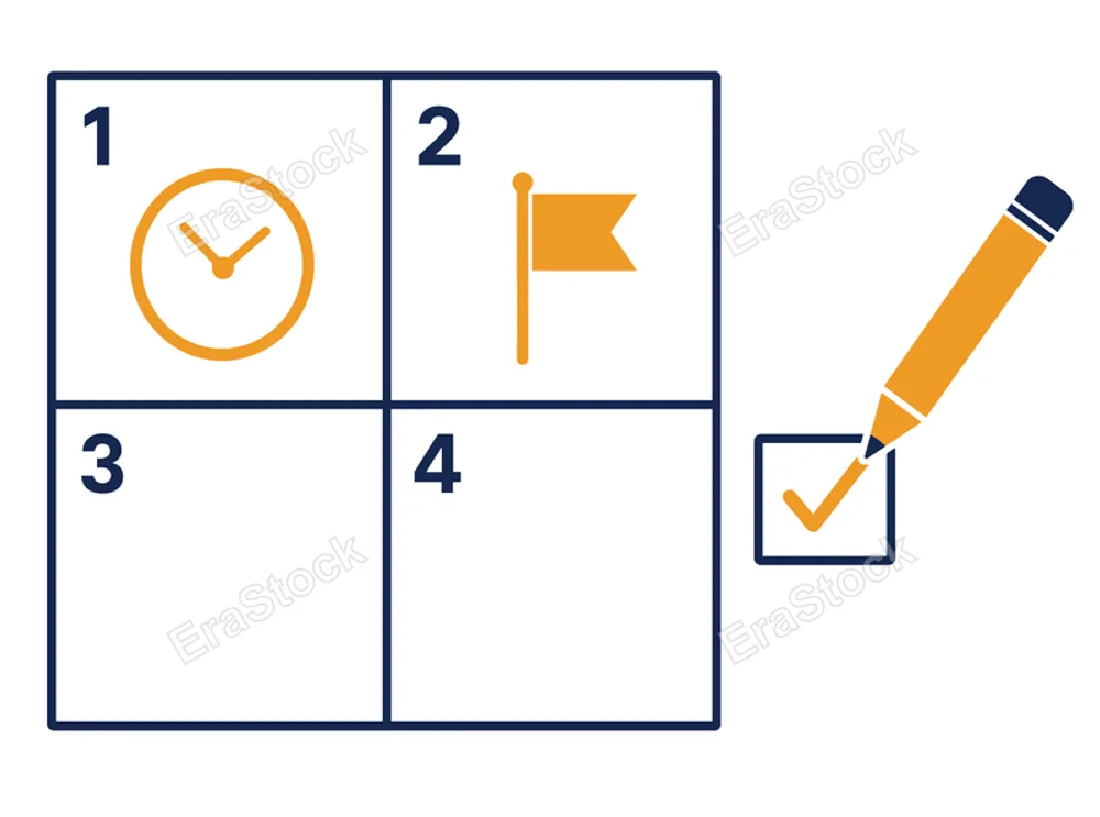 A visual representation of the Eisenhower matrix, illustrating urgent and important task categorization for enhanced productivity and decision making