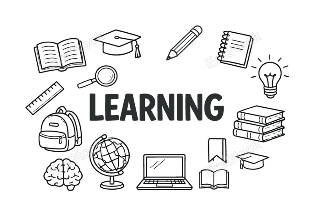 Education and continuous learning concept focused on gaining knowledge, developing skills and personal growth through study, reading and academic curiosity. LEARNING central