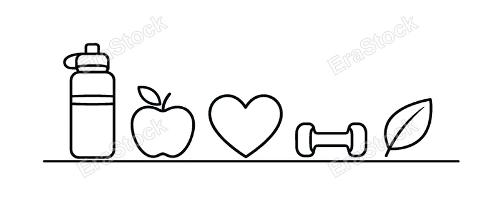 Healthy lifestyle routine and consistent wellness habits supporting balanced daily energy, physical wellbeing, and long term personal health in modern life, water bottle, apple