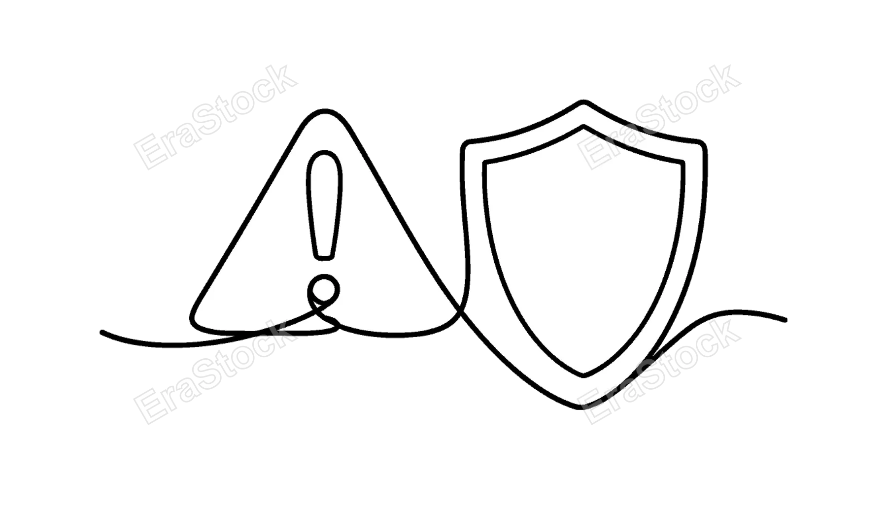 Risk management and careful decision control in a professional business environment, a smooth continuous line forming a warning triangle that seamlessly transitions into