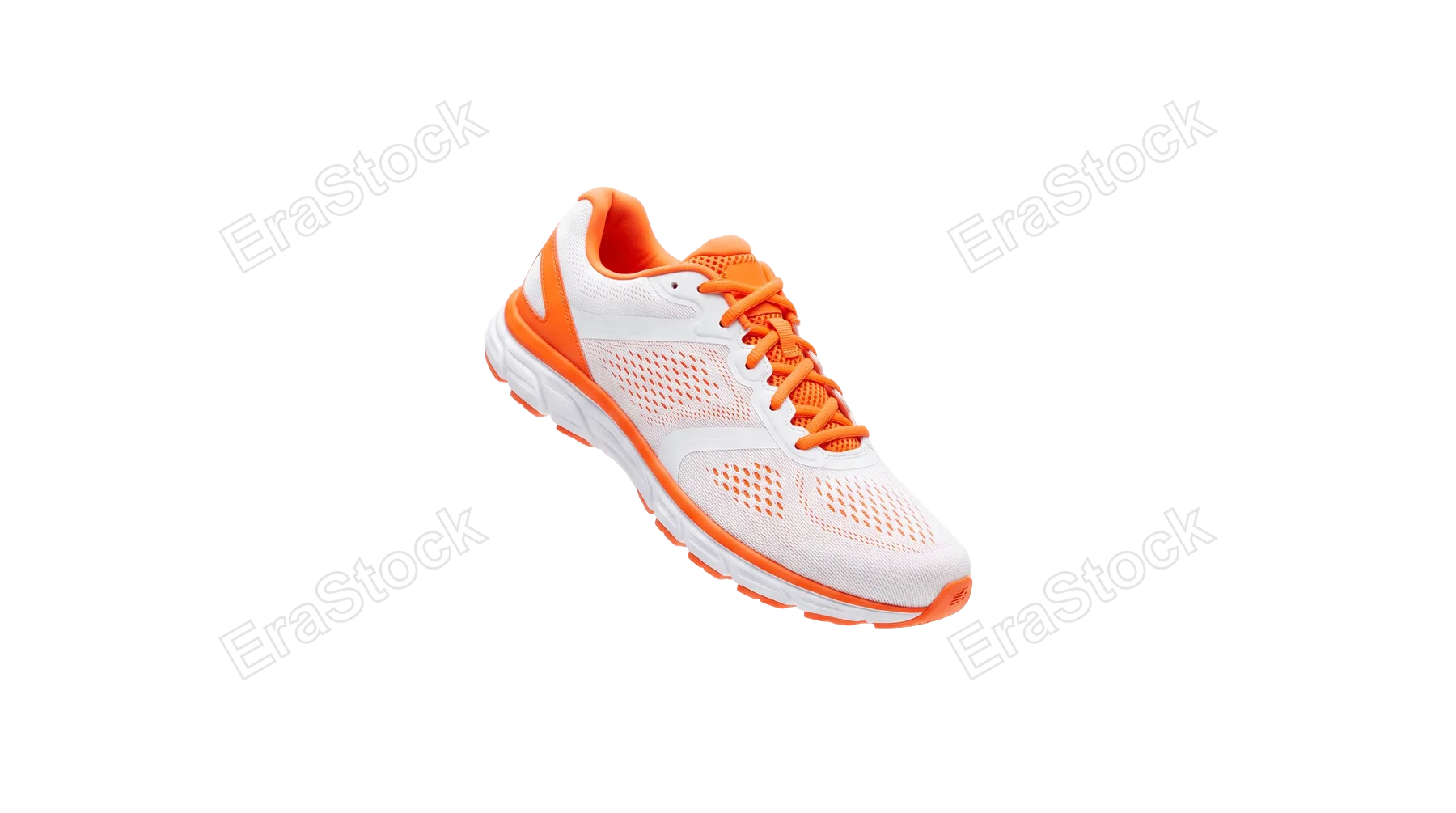 A modern running shoe with breathable mesh and vibrant orange accents, designed for comfort and performance during athletic activities