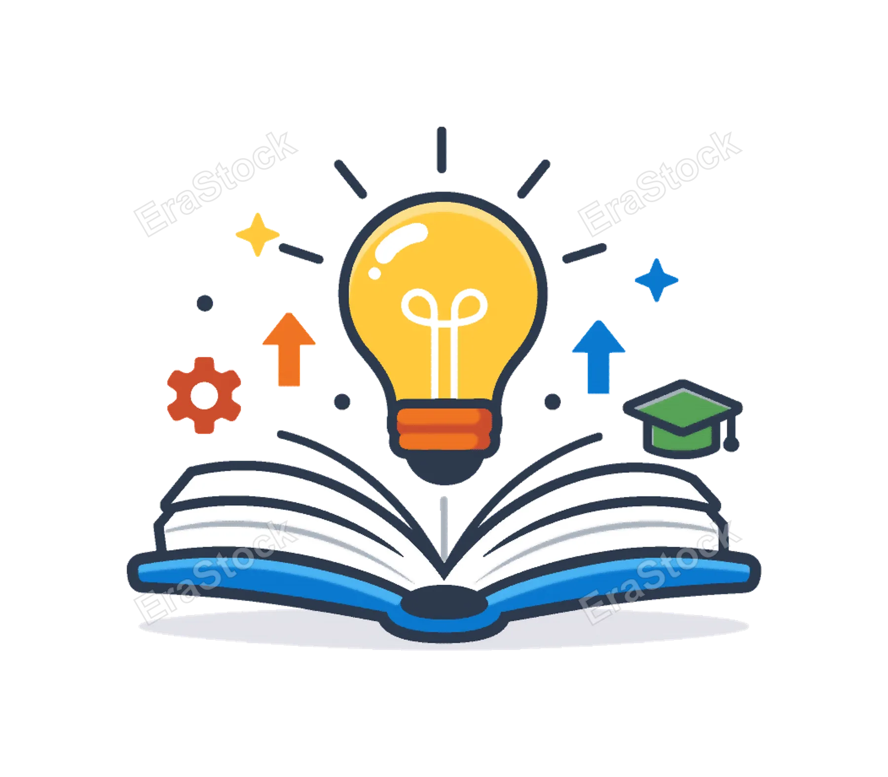 Continuous improvement and knowledge expansion in personal or professional education environments, a light bulb rising from an open book forming a clear visual metaphor for ideas