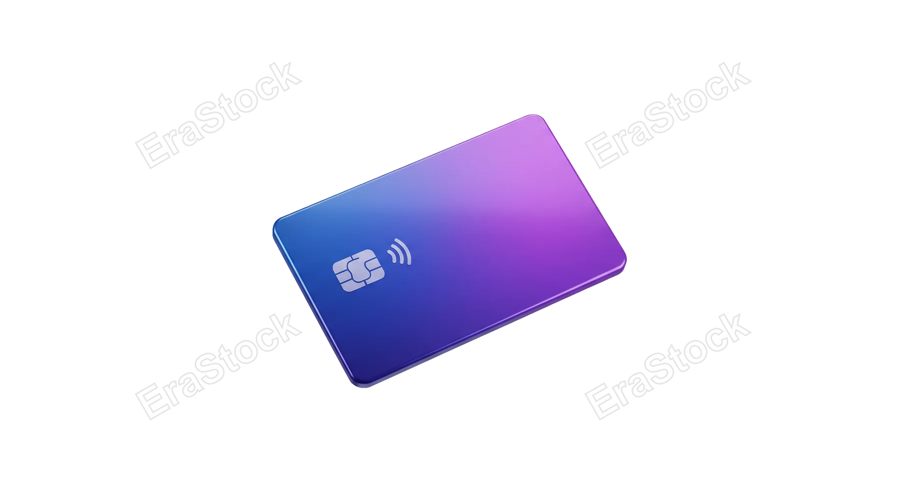 A sleek, gradient-colored payment card featuring a contactless symbol and integrated chip for secure transactions