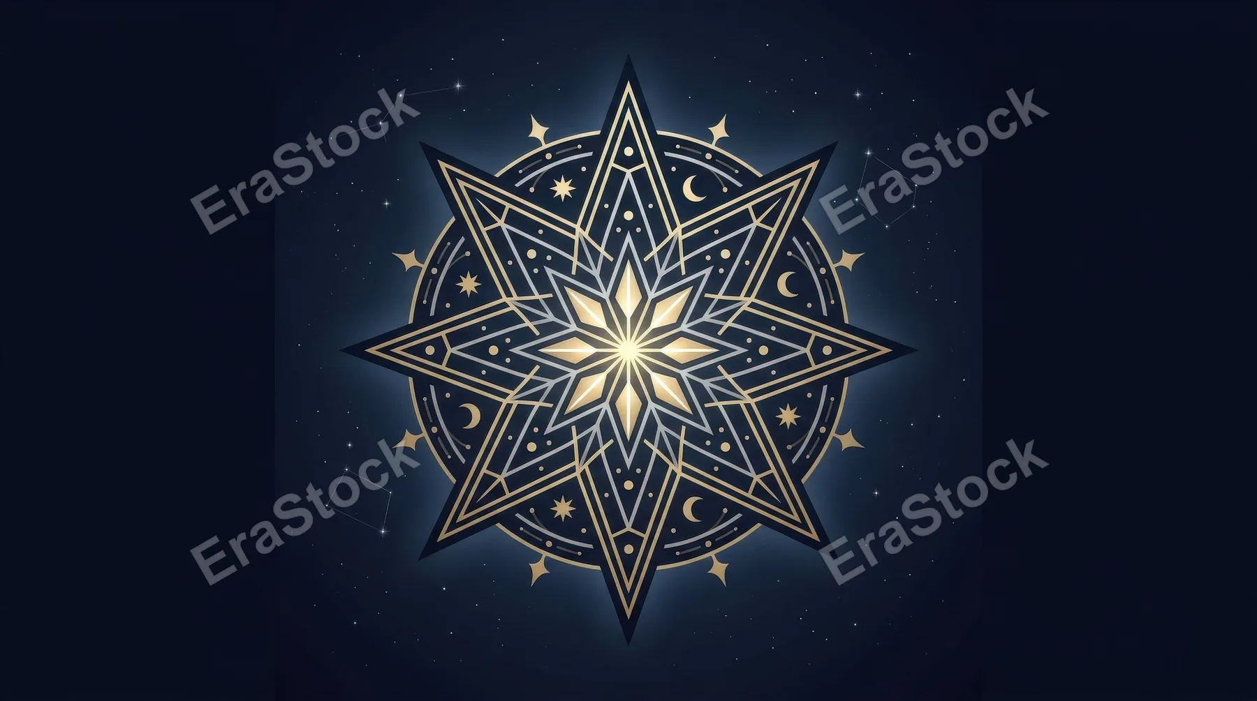 A star shape vector icon with elegant celestial geometry, sharp clean silhouette, balanced decorative composition, ultra-realistic, no logos.