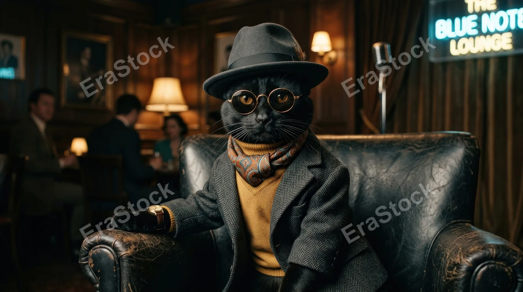 A retro fashion cat with sleek styling and expressive attitude, vintage color palette and bold cinematic charm, ultra-realistic, no logos.