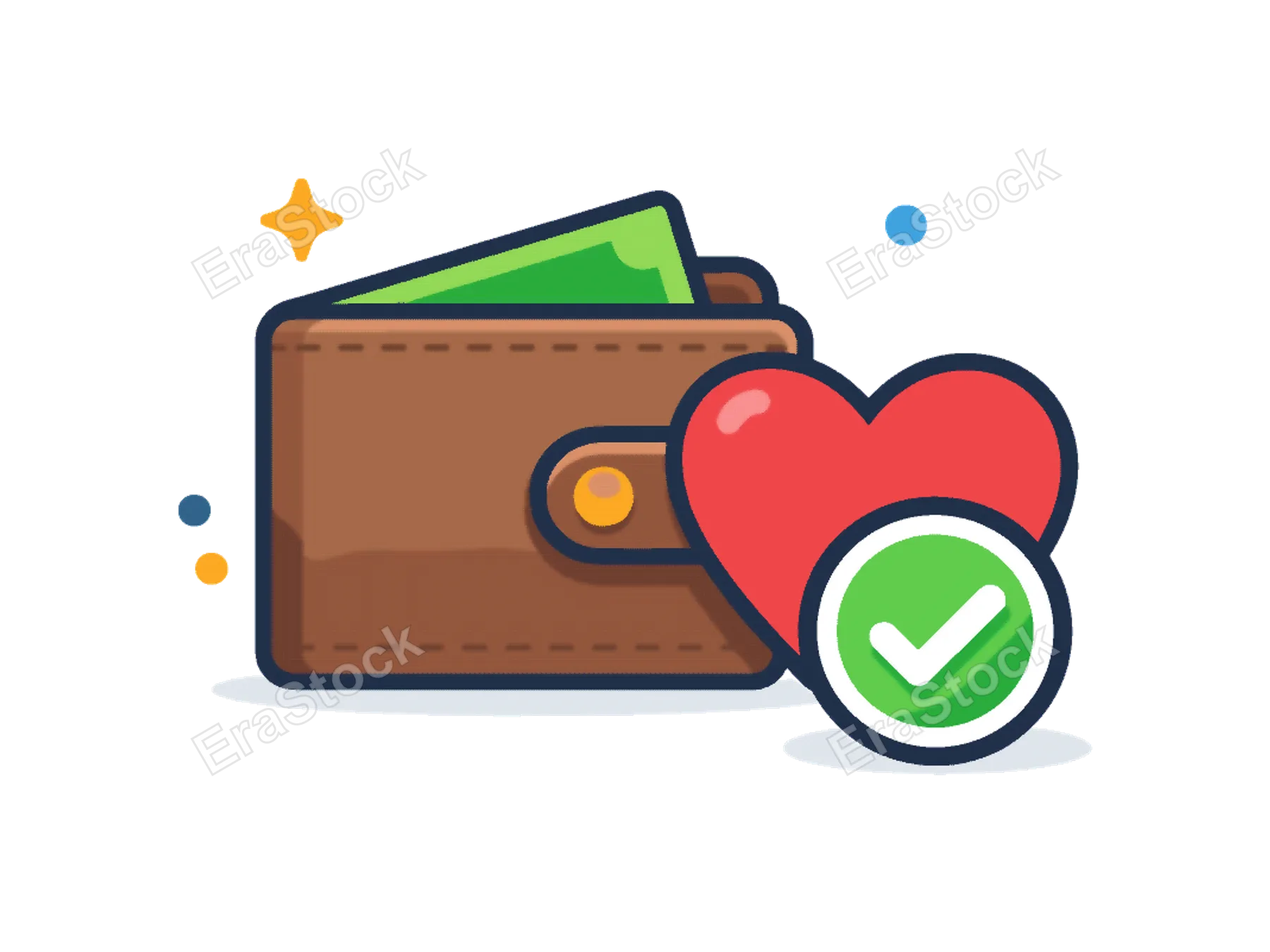 Financial mindfulness and intentional spending habits focused on conscious decision making and value alignment in personal finance, a wallet combined with a small heart