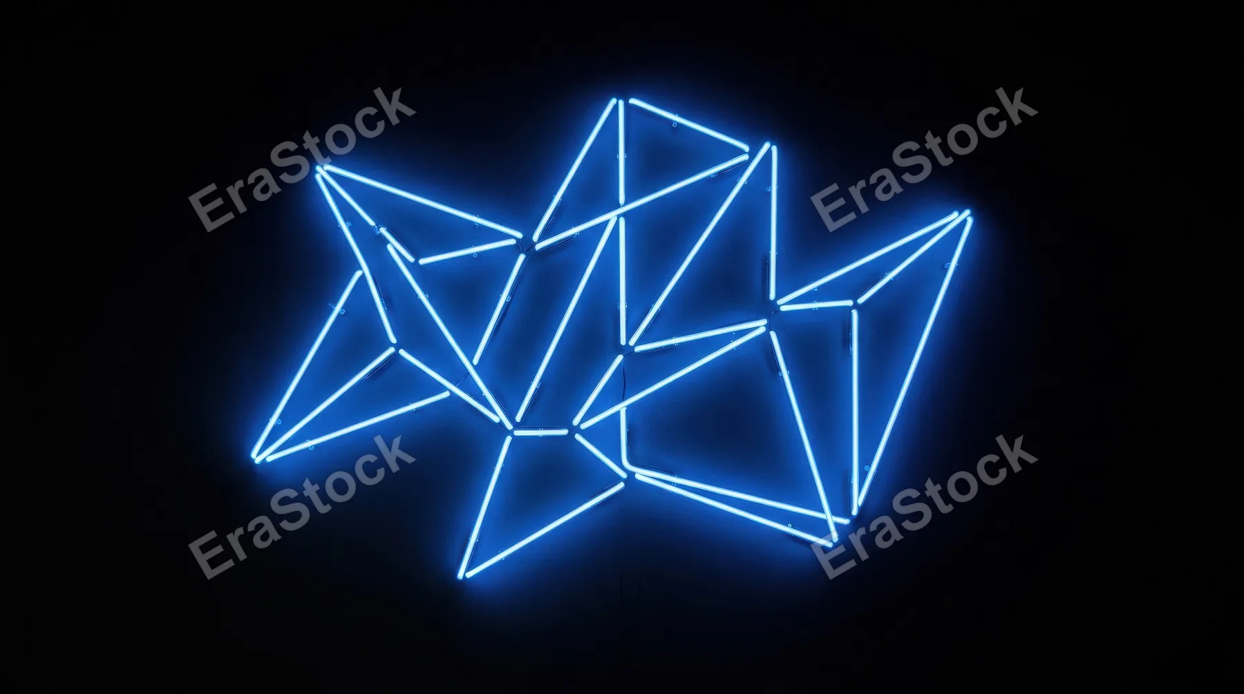 Abstract blue neon light glowing in darkness, simple geometric forms, deep contrast and clean minimalist wallpaper aesthetic, ultra-realistic, no logos.